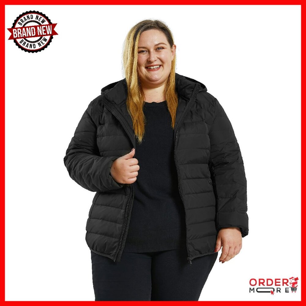 Plus Size Packable Down Coat with Detachable Hood… - image 1